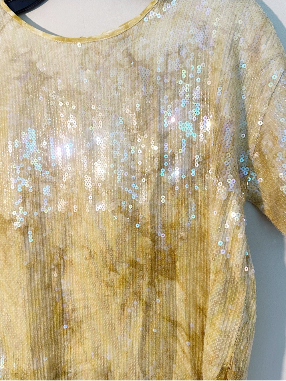 Anthropologie x Pilcro Yellow Sequin top blouse women size Small - Picture 7 of 9